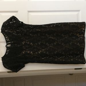 LOFT black short sleeve lace dress
